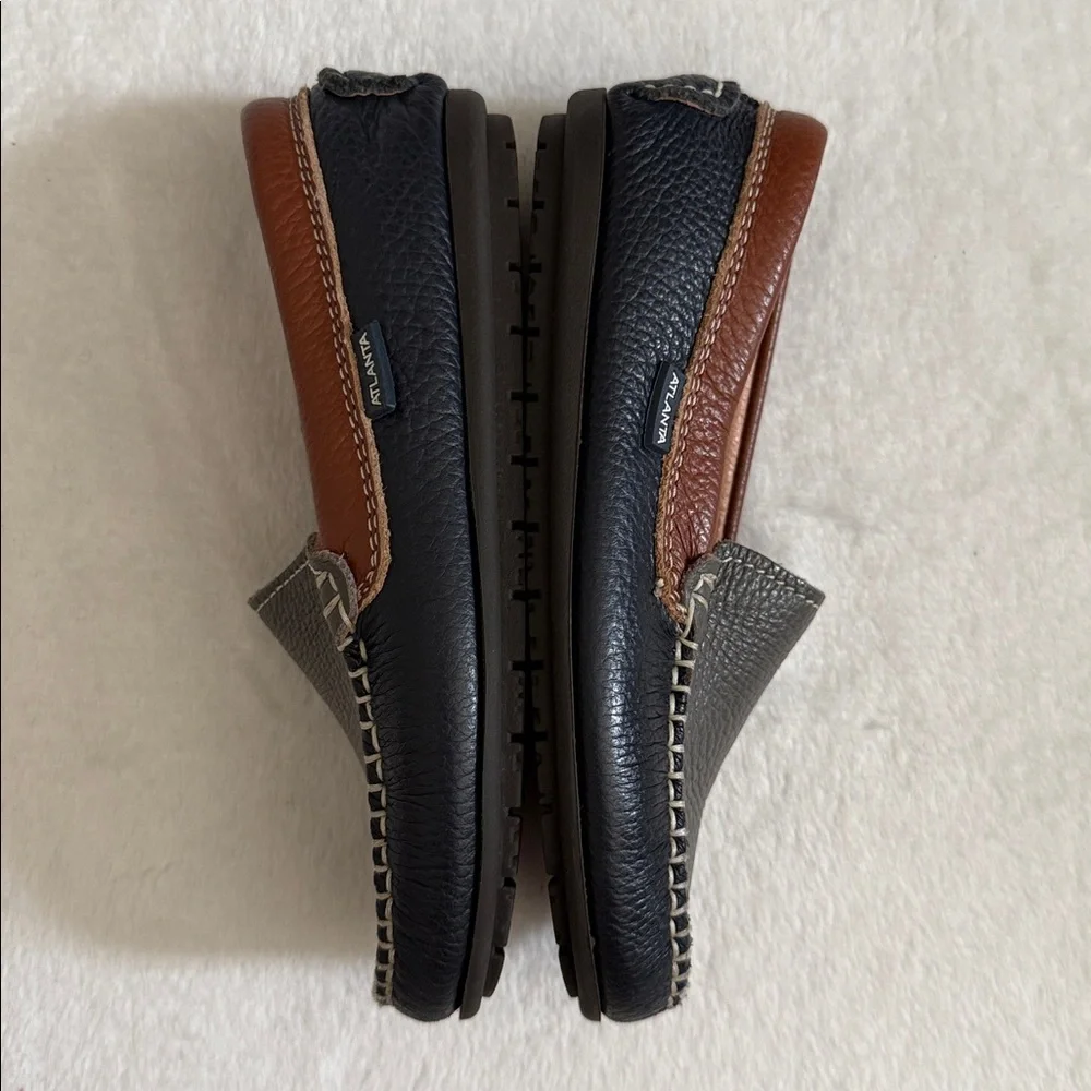 Atlanta Mocassin | Handmade Pebbled Leather Loafers Gray/Blue/Brown EU 30/US 13